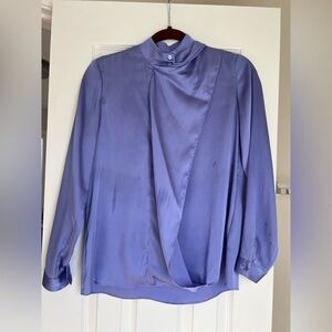Massimo Dutti Lilac Satin Draped Blouse